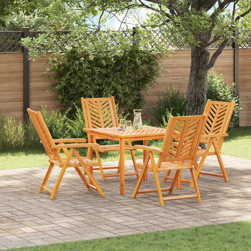  5 Piece Garden Dining Set Solid Wood Acacia