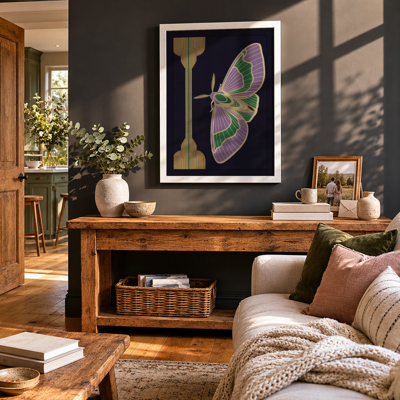 Emerald Wings Botanical - Framed Print, A1 - 84.1 x 59.4 cm, White