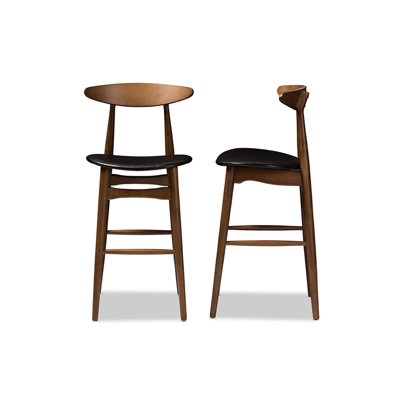 Upholstered Counter Stool with Solid Wood Frame