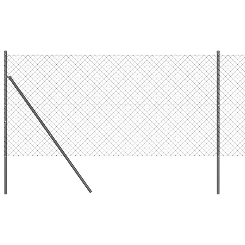 Chain Link Fence With 13 Posts Galvanised Steel, Grey, 100cm H x 2500cm W