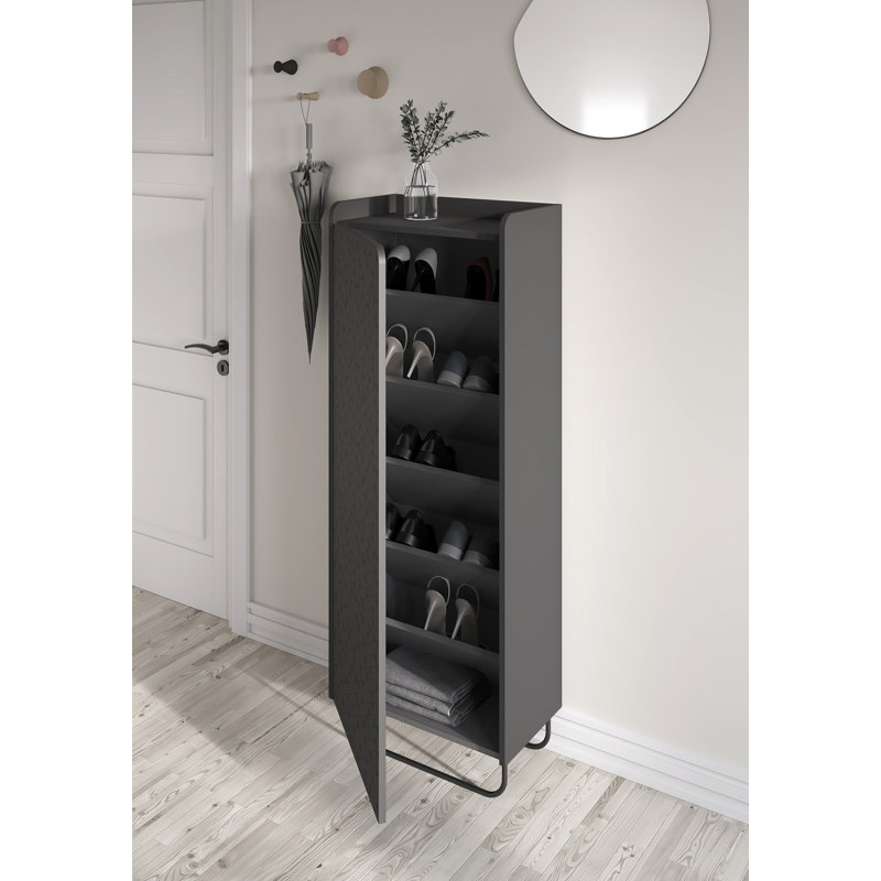 11 Pair Shoe Storage Cabinet, Jet Black