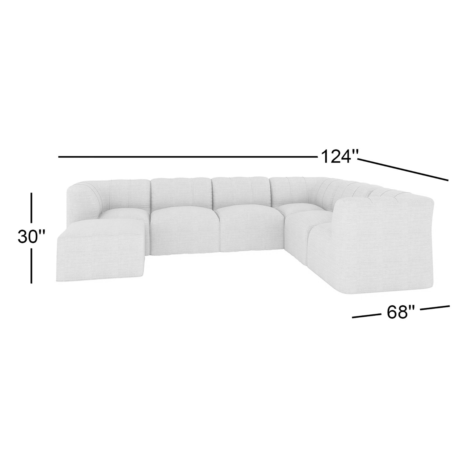Praia 124" Sunbrella Outdoor L Sectional with Ottoman, Canvas Granite Sunbrella® Canvas