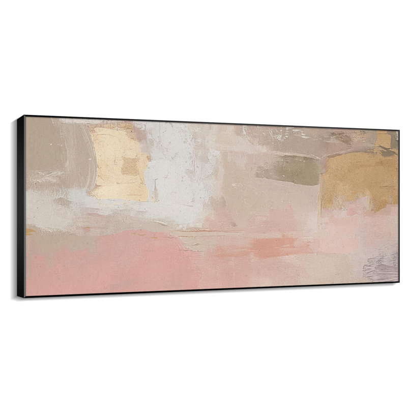 Moderne pastel doux abstrait rose et beige salon grand encadré impression murale décor à la maison (assemblage de cadre requis)