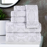 Ensemble de serviettes de bain 6 pièces en coton à motif géométrique doux et très absorbant