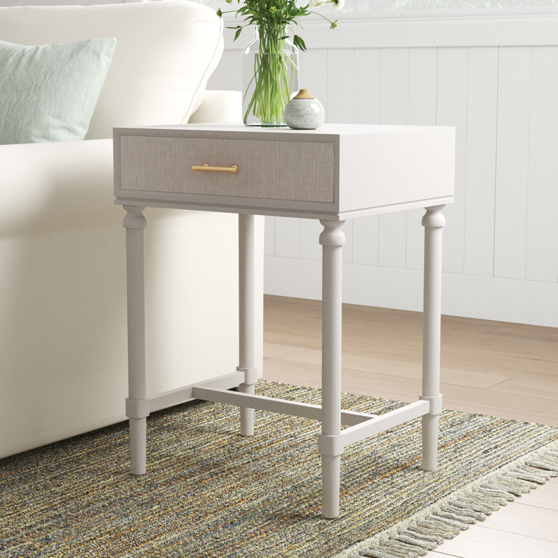 Peters End Table with Storage, White