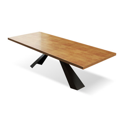 Brown Rectangular Solid Wood Dining Table