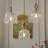 Grid Glass Brass Pendant Light With Crystal Deco-419442609