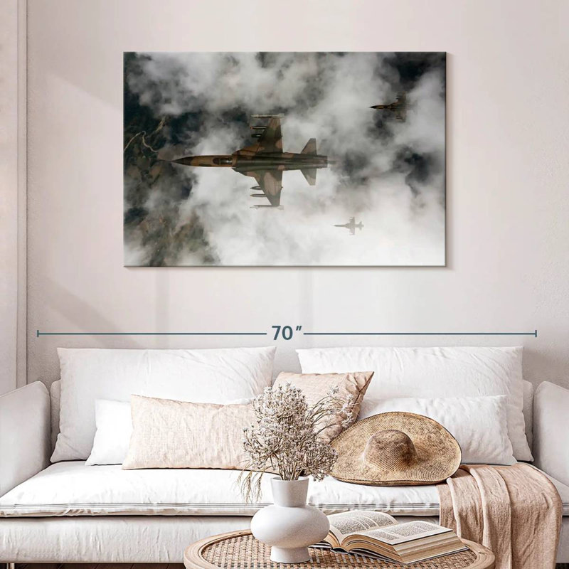 Mait Cloudy Fighter Jets, 30" H x 45" W