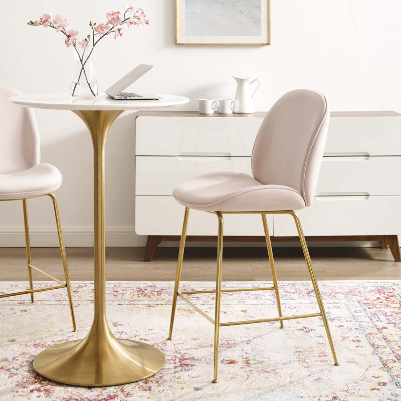 Tabouret de comptoir Scoop Gold, Rose, Tabouret de comptoir (siège d'une hauteur de 25,5