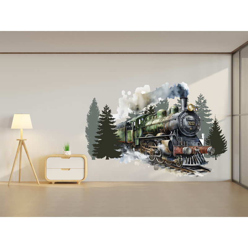 Autocollant mural train, art mural train, H 15 po x l 10 po
