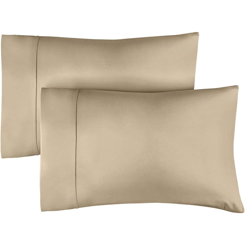 100% Cotton Pillowcase Set, 400 Thread Count Hotel Luxury Pillowcases, Soft & Breathable, Set of 2, Queen, Cream