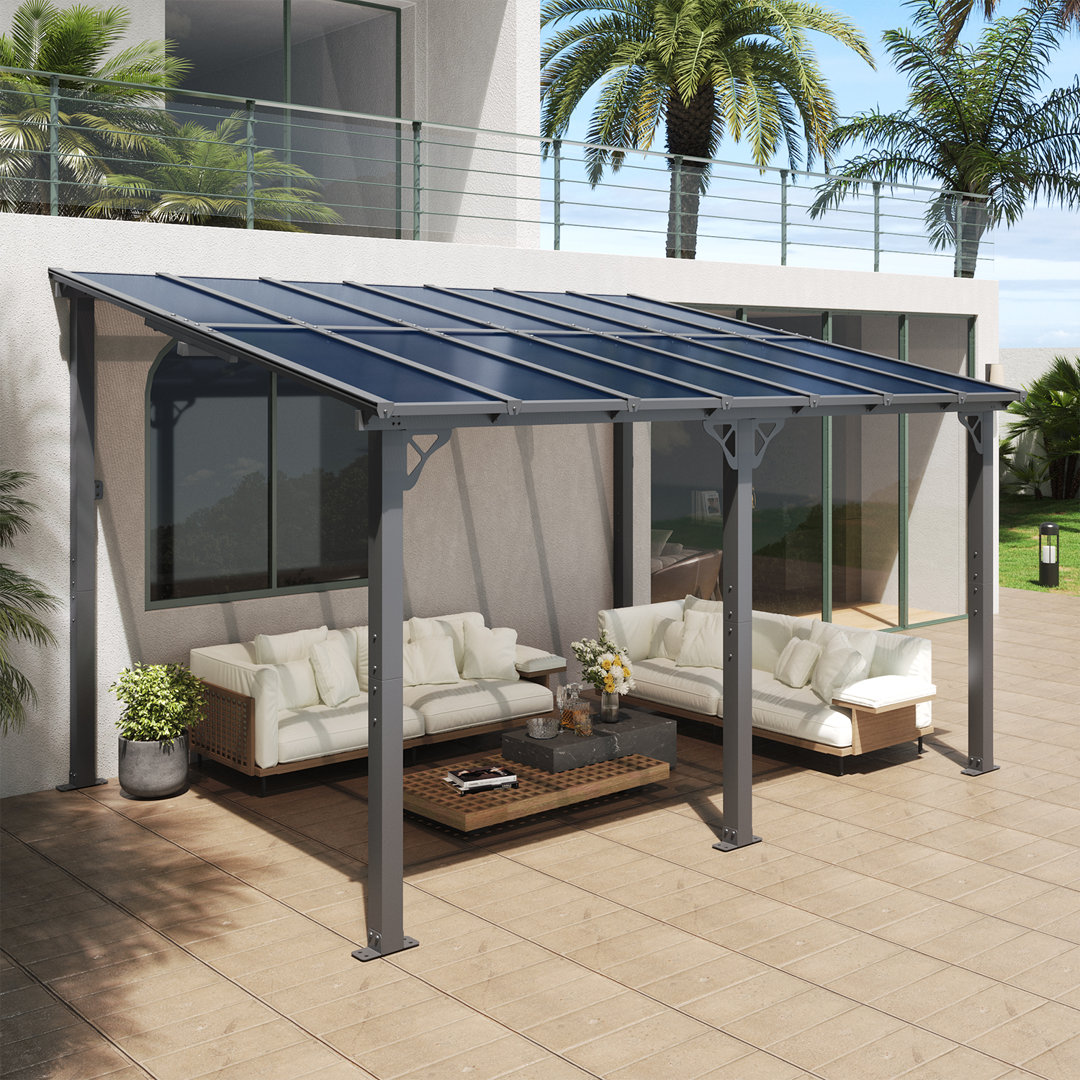 14 Ft. W X 10 Ft. D Metal Pergola With Canopy Aoxun