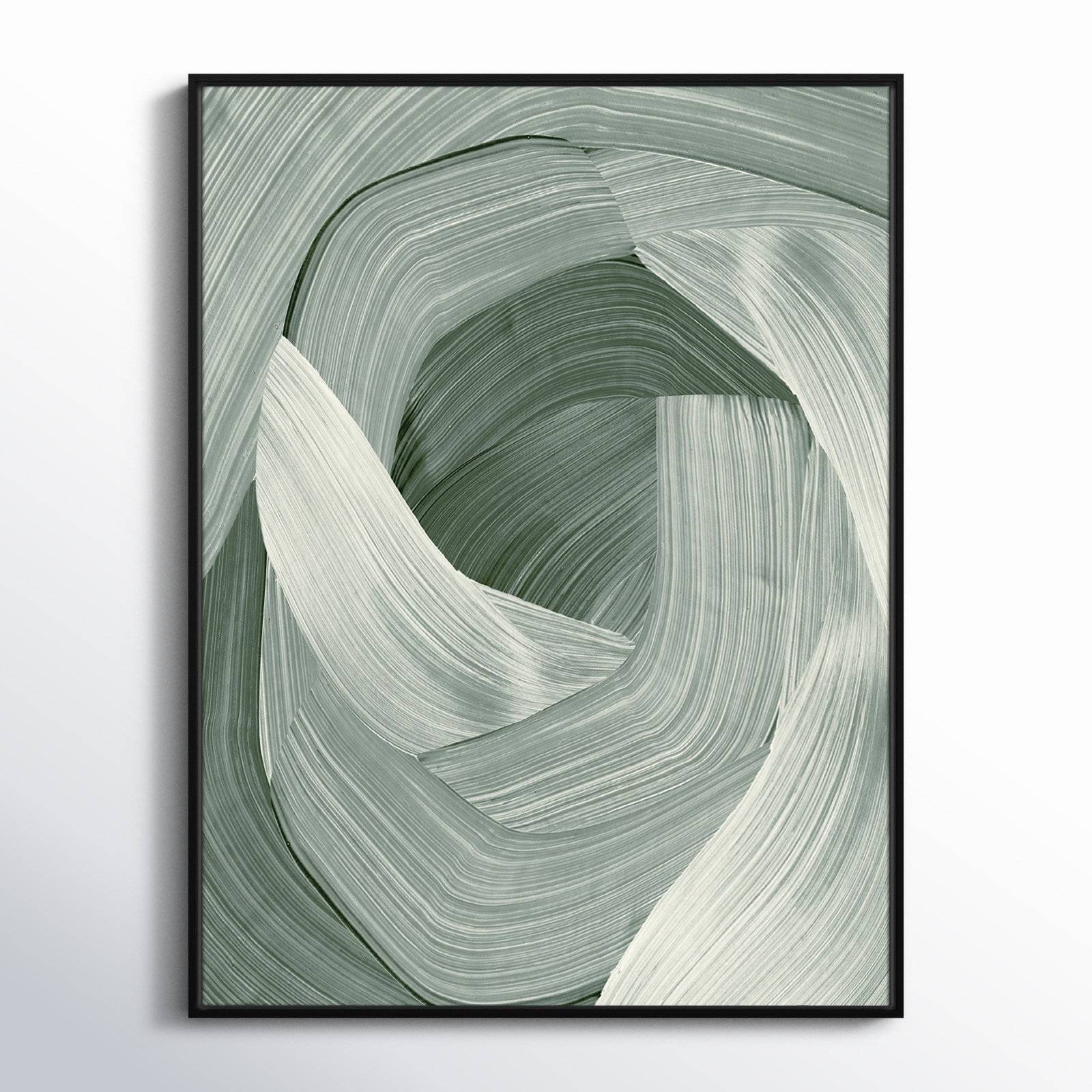 Enriched Emerald - Floater Frame Graphic Art Print on Canvas, 41.5" H x 31.5" W, Black 