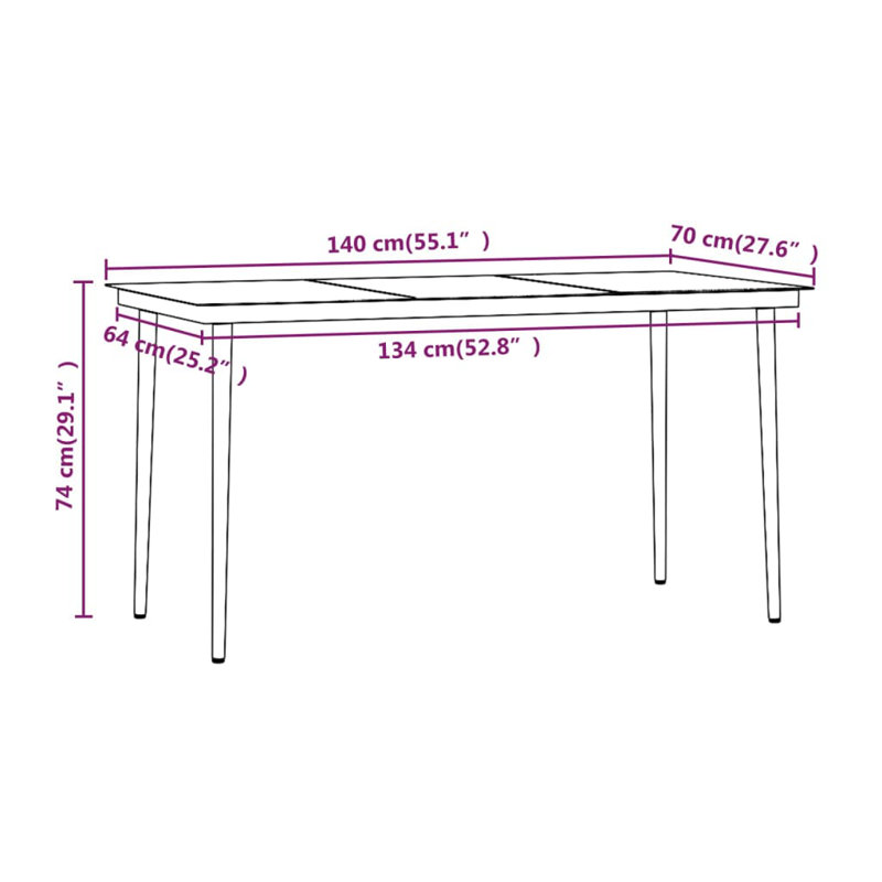 Ensemble repas pour 6 personnes Jaibir, Noir, L 55,1 po x l 27,6 po x H 29,1 po