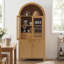 Grand garde-manger arqué cannelé de 71 po avec tablettes réglables, rangement élégant avec tiroir caché et porte vitrée-329220734