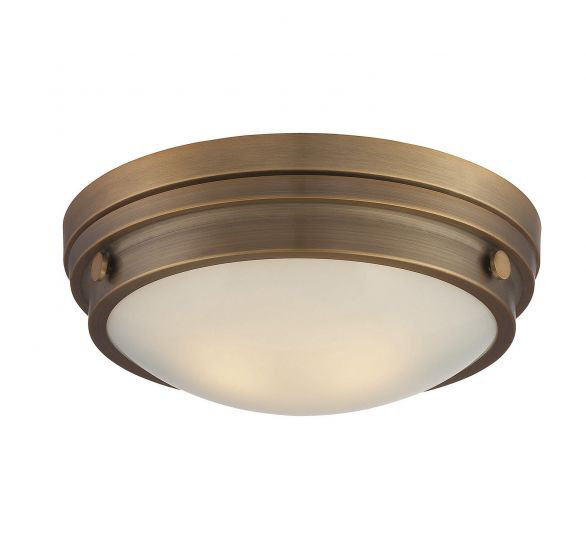 Helmsford 13.25" W 2-Light Dimmable Bowl Flush Mount, Warm Brass