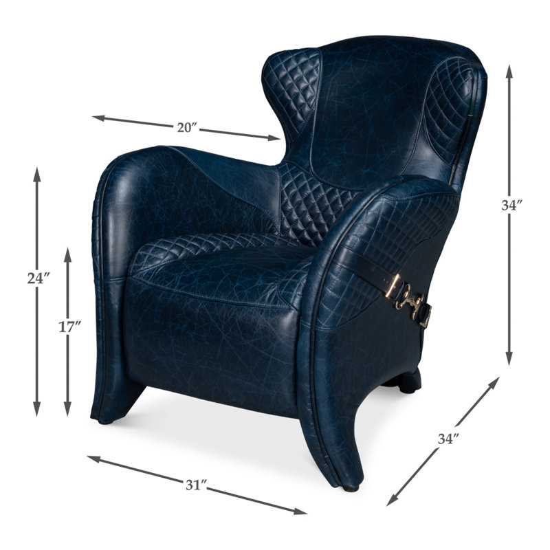 Hera Armchair, Dark Blue Genuine Leather