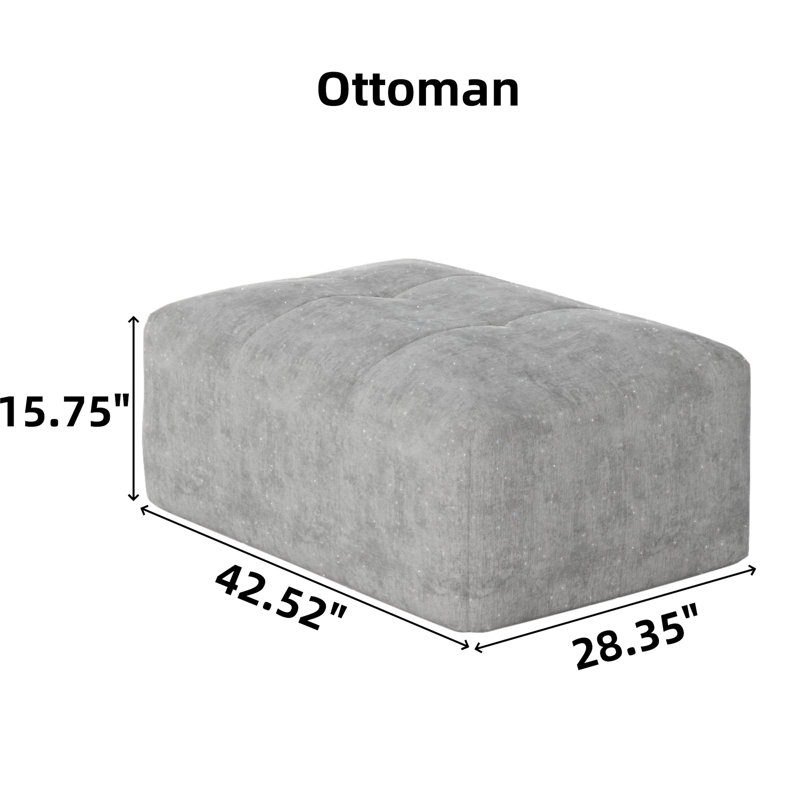 Modern Oversized Modular Sectional Sofa With Ottoman,Seat,Chaise Lounge And Armrest,Sparkling Chenille Fabric Soft Cushion Sofa With 4 Pillows,4 PCS DIY Combination Tufted Sofa,No Assembly Required