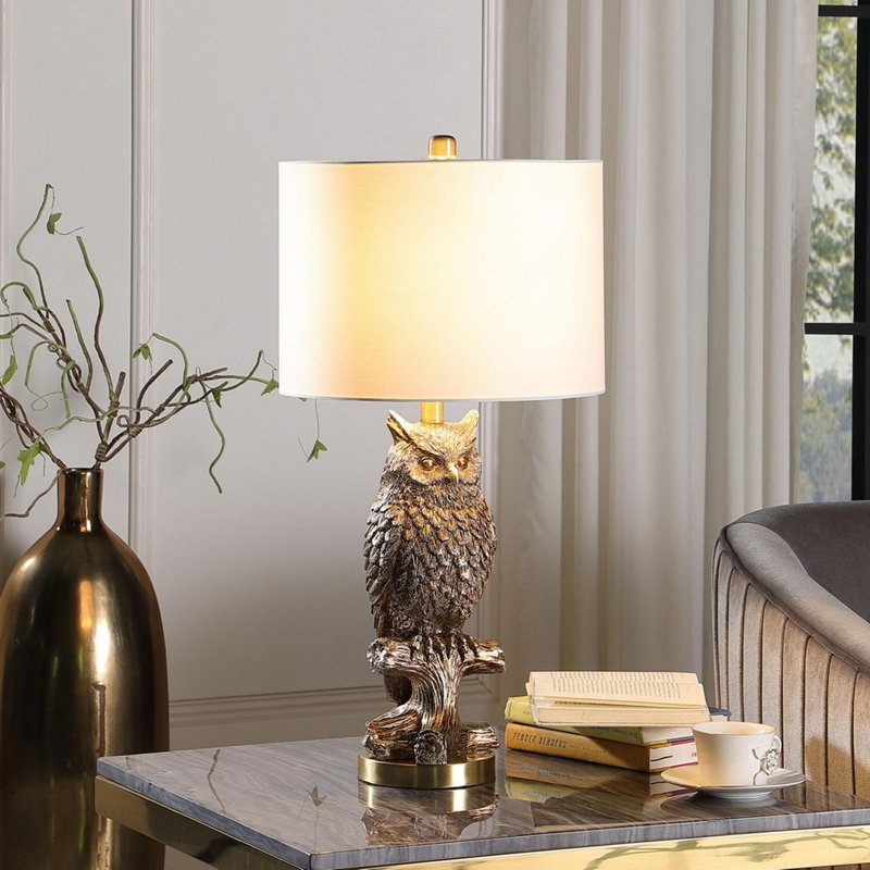 Silver Owl on Branch Table Lamp