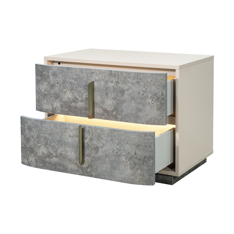 Pavira 2-Drawer Nightstand - Stone