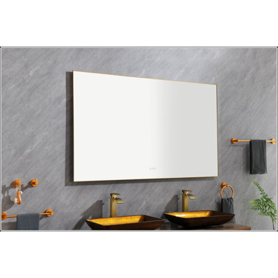 Meuble-lavabo à DEL à miroir avec rétro-éclairage, grand miroir mural réglable