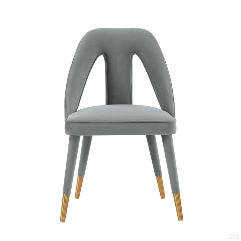 Chaise rembourrée en velours, Gris, Or / Gris