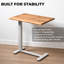 Bureau à roulettes pour ordinateur portable, réglable en hauteur, en chêne blanc massif de 70 cm (27,5 po), avec bord naturel.
