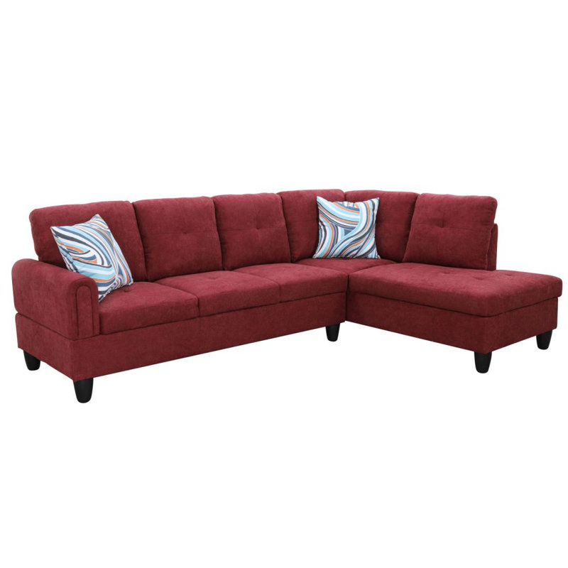 Jacksmith Upholstered Sectional, Right Hand Facing, Red Polyester Blend