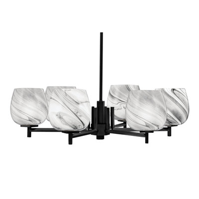 Lustre 6 lumières en verre onyx Mariko