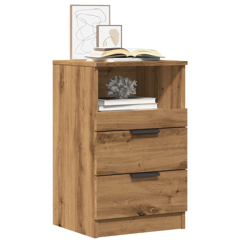 Doleman 40cm W Manufactured Wood Bedside Table, Artisan Oak, Set of 2