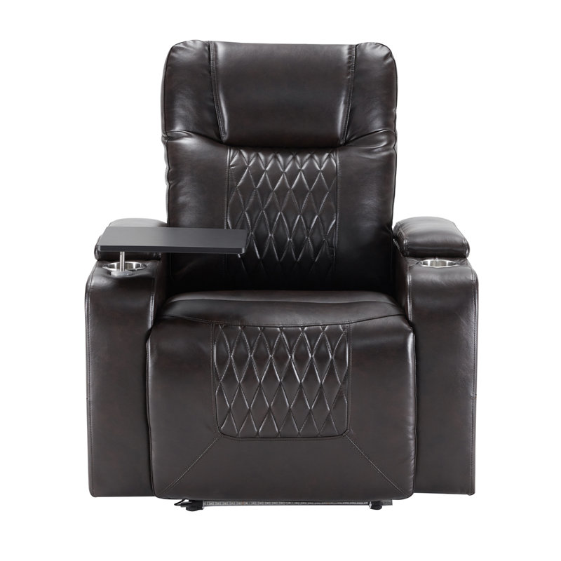 Fauteuil inclinable Power Motion avec port de charge USB, rangement pour bras cachés, 2 porte-gobelets et plateau pivotant à 360 °