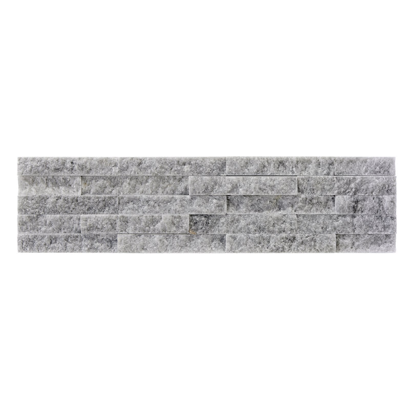 Slender Strip 3in.x12in. Split Face Marble Wall Tile, Celestial White