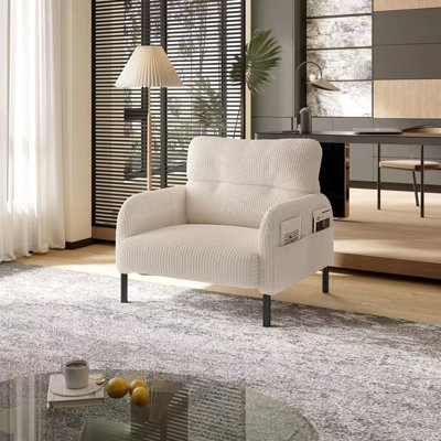 Chaise double en velours côtelé à double poche, s'adapte à un appartement confortable, siège confortable, chaise ergonomique en matériau respirant avec sacs, idéale pour la maison minimaliste, douce et en tissu, structure