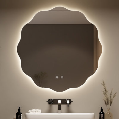 LED Bathroom Round Mirror with Light – Anti-Fog and Adjustable Colour Lighting