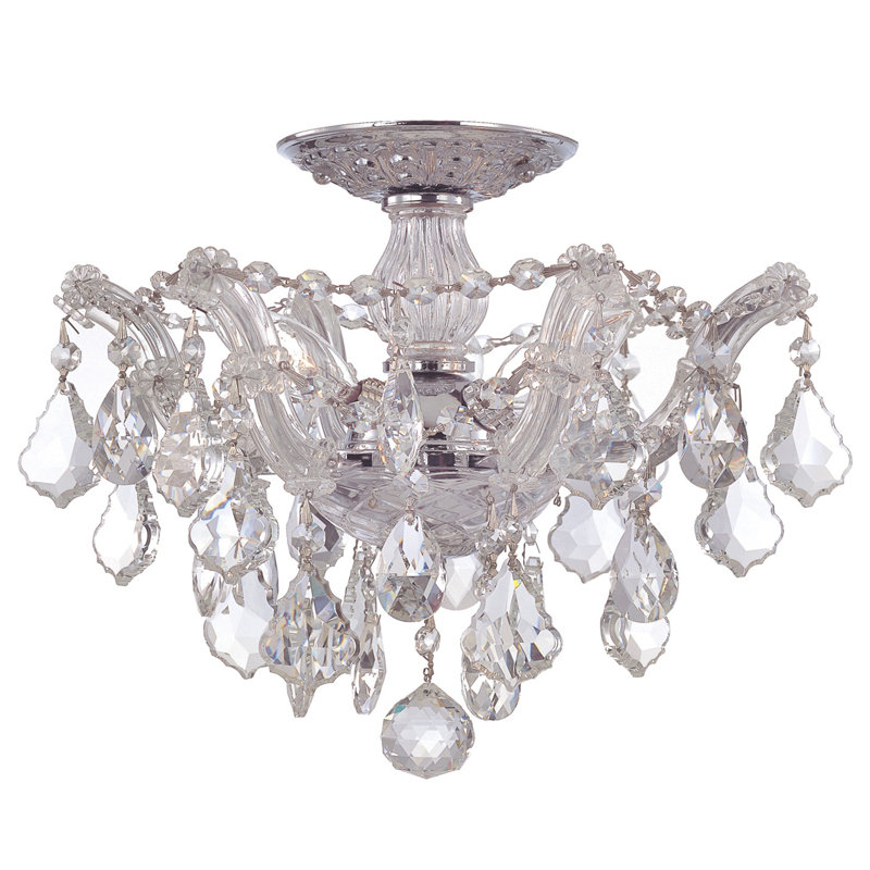 Weekes 3-Light 13.5'' Semi Flush Mount, Polished Chrome, Swarovski Spectra