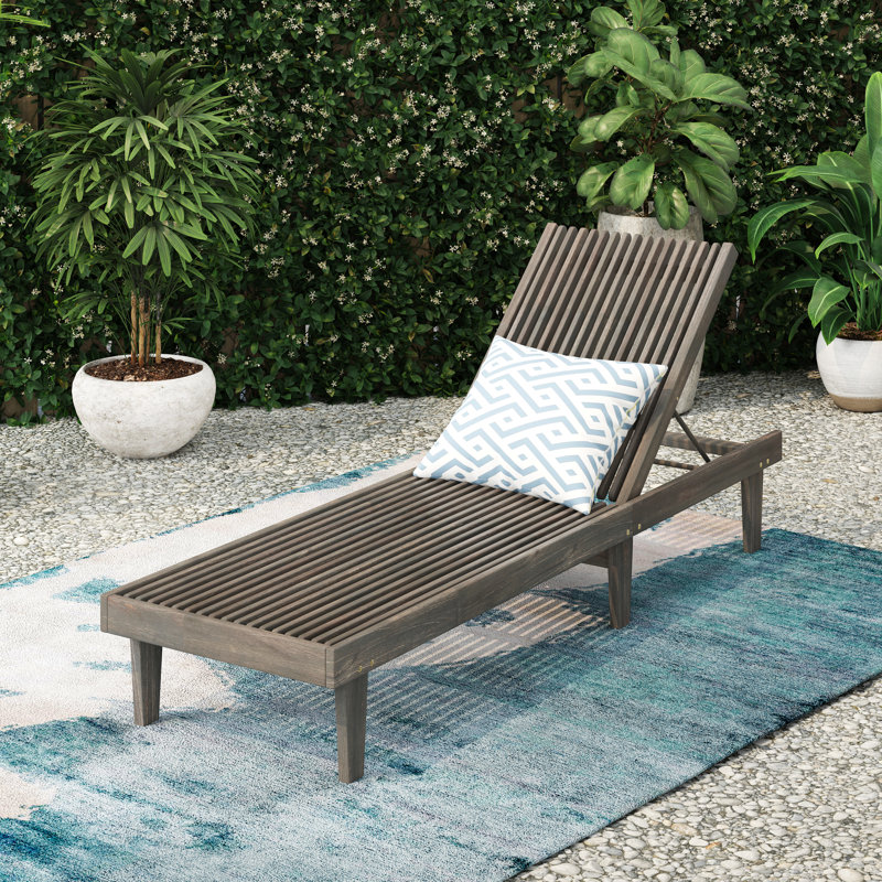 NADINE PATIO CHAISE LOUNGE CHAIR WITH CUSION, Gray