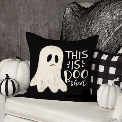 Taie d'oreiller d'Halloween fantôme drôle d'Halloween en train de dire décoration de vacances maison de ferme décorative pour canapé-lit intérieur / extérieur AA188-20