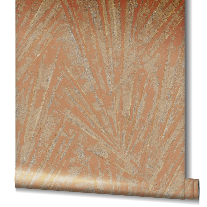 Evelina 10.05m x 70cm Textured Wallpaper Roll, Orange