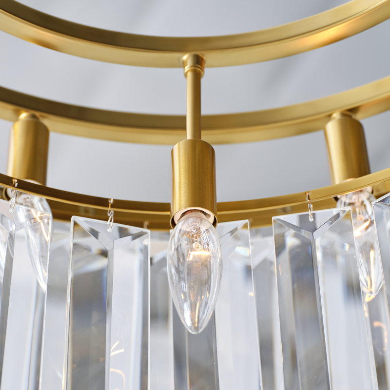 Arden Chandelier, Burnished Brass, 18.75" H x 32.88" W x 32.88" D