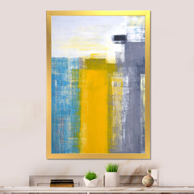 Teal Meets Yellow Abstract Art II - Painting on Canvas