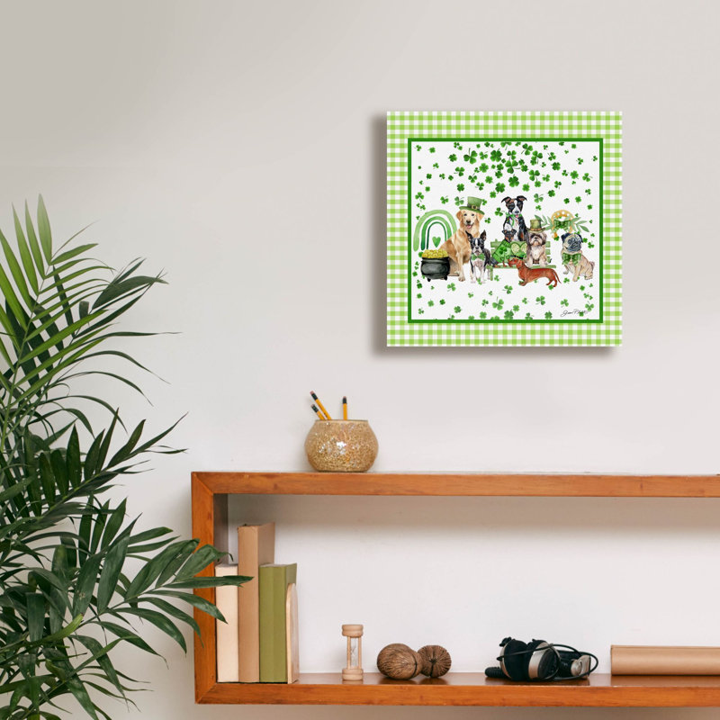 «Saint Patrick Dogs» par Jean Plout, art mural 12 po x 12 po, 12 po x 12 po