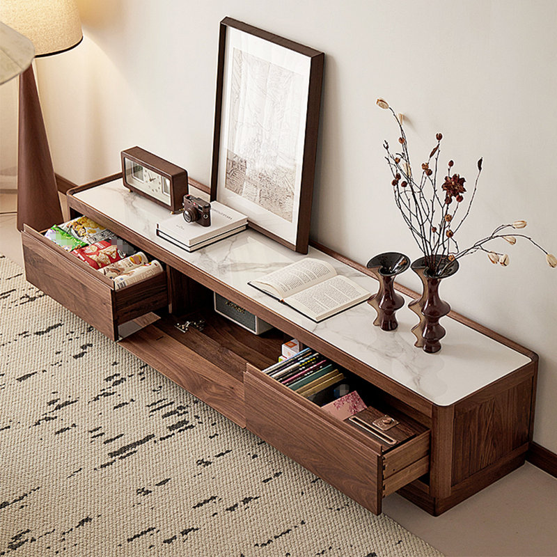 Black walnut solid wood furniture TV cabinet