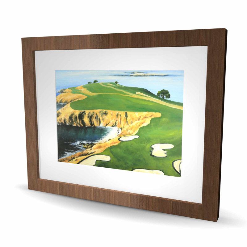 Pebble Beach Golf Links - Blue Trees, reproduction encadrée avec passe-partout