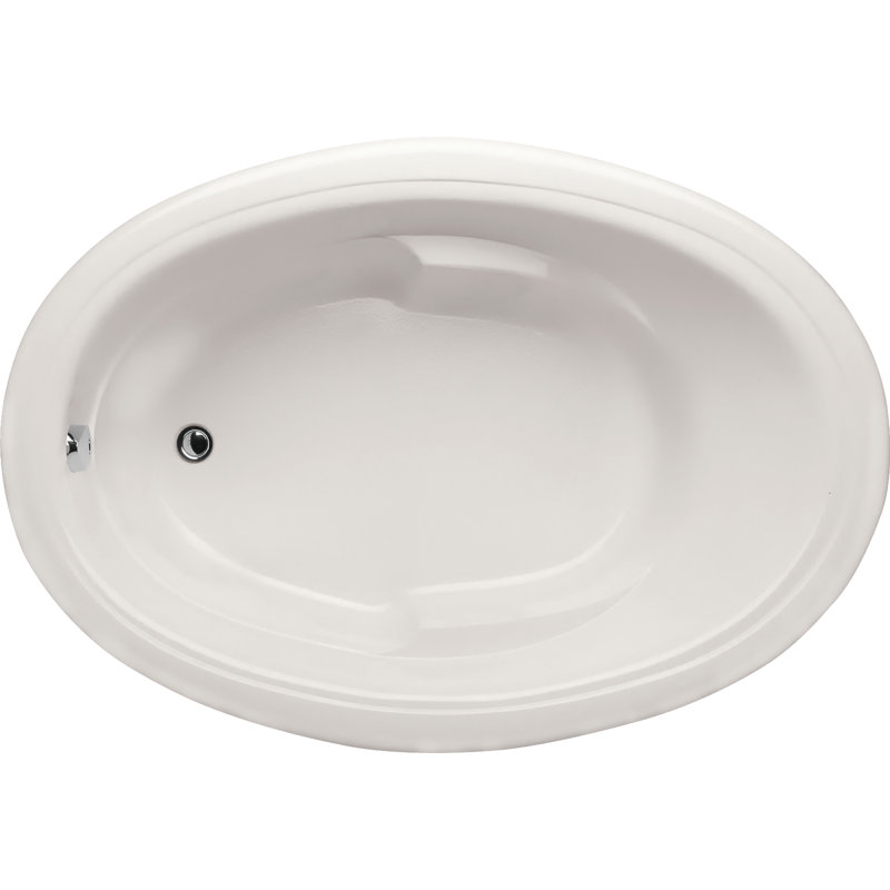 Riley 66'' x 42'' Drop-In Air Acrylic Bathtub, White, Satin Chrome