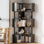 Grande bibliothèque d'angle en L peu encombrante - Présentoir autoportant en métal et bois à 6 niveaux - Étagère de rangement moderne pour le salon ou le bureau personnel - Noir-129388833