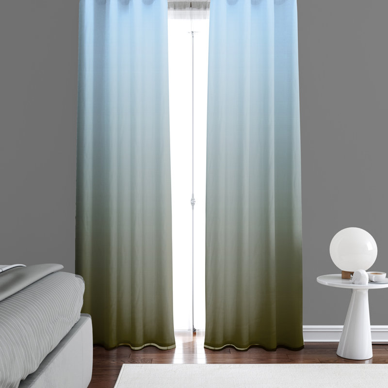 Angecourt Semi Sheer Curtain Panel Pair, 20" W x 82" L, Blue/Beige