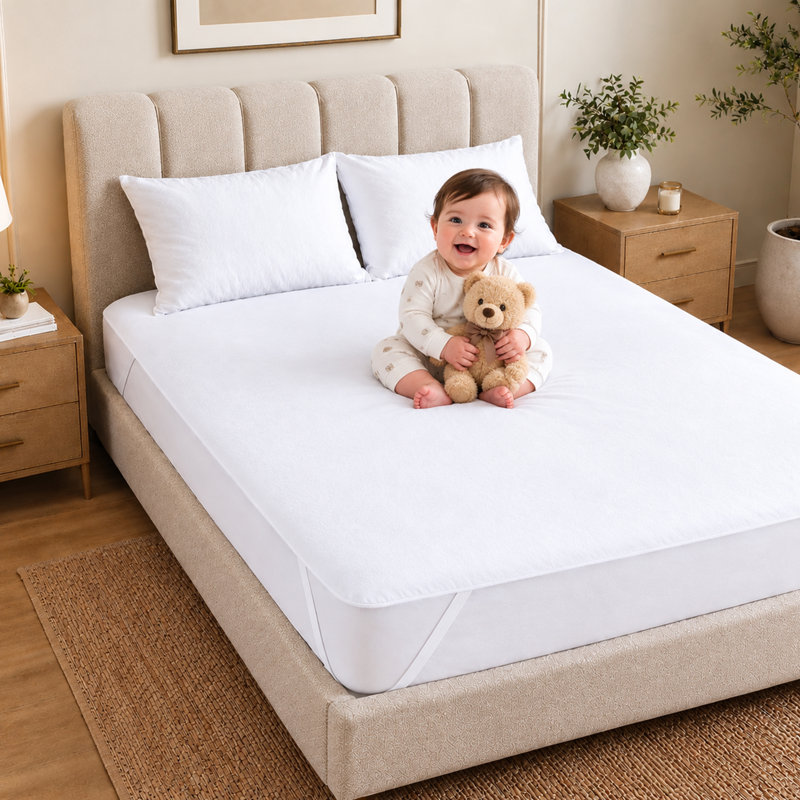 Protège-matelas King imperméable, 4 coins élastiques, blanc, 40 cm (16 po)