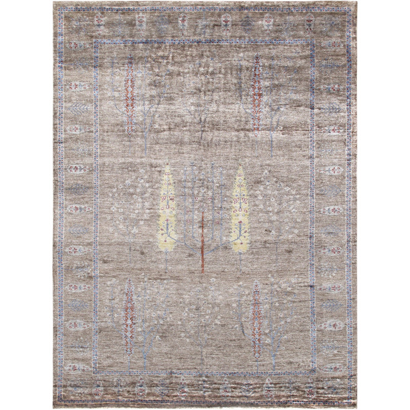 Tribal Hand Knotted Abstract Area Rug, Rectangle 5'8" x 7'9"