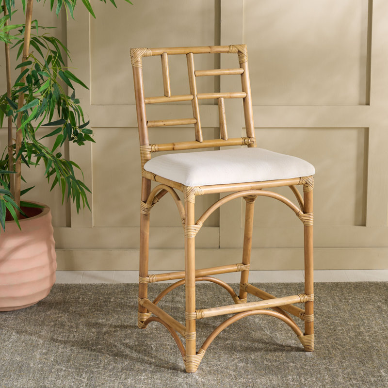 Tabouret de bar avec coussin Christine, Miel brun délavé