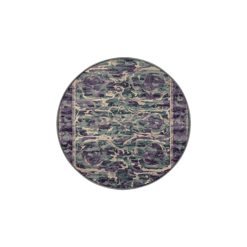 Tapis mauve lavable à la machine, Rond 4 pi
